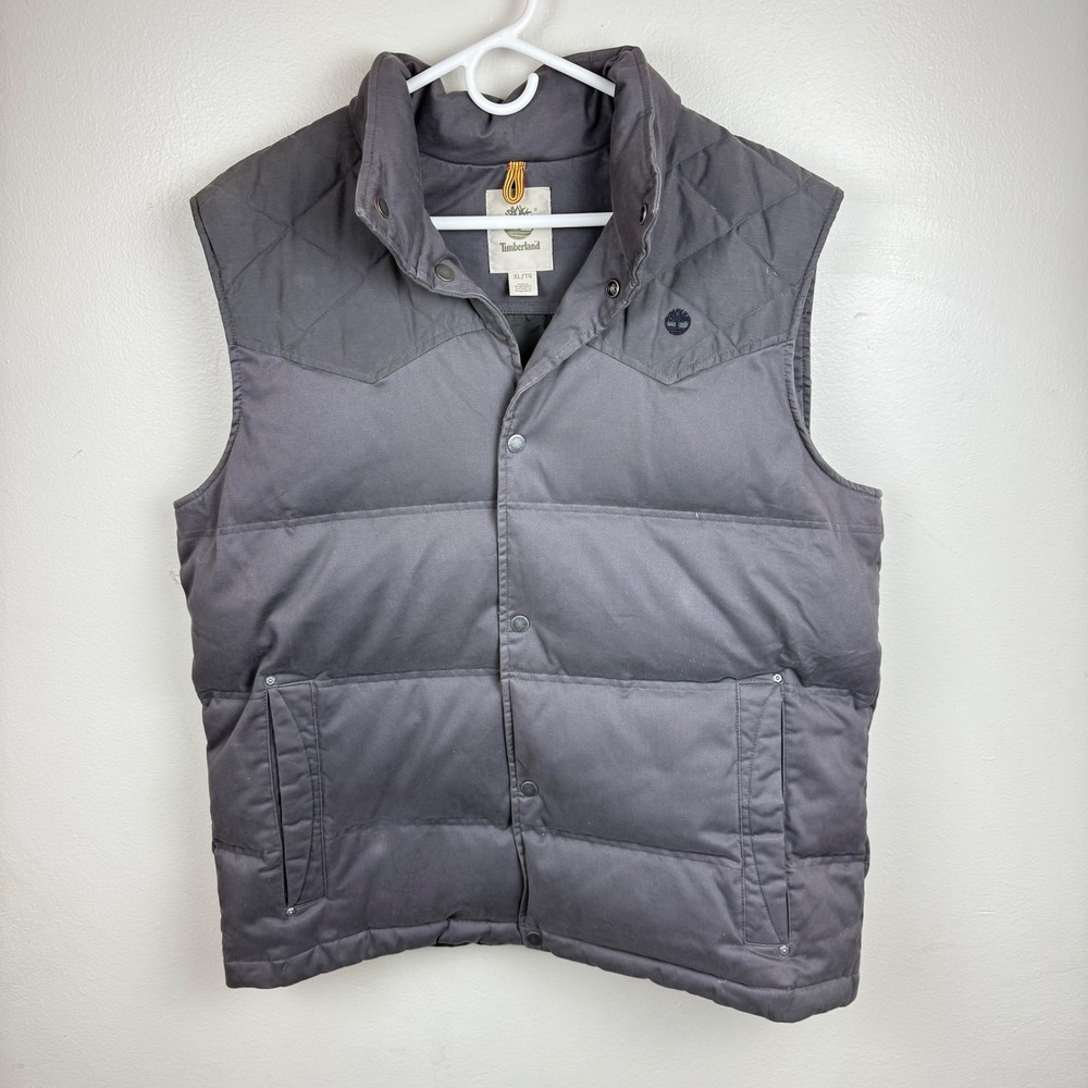 Timberland Mens Grey Down Puffer Vest Quilted Yoke TB0A1CJH XL